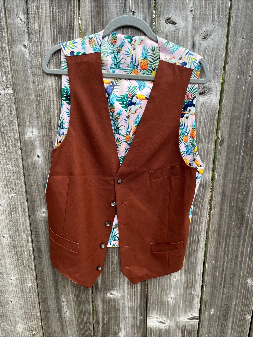 Rust Brown Men's Blazer and Vest - Classic Two-Button Suit Jacket
